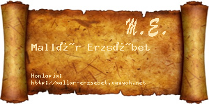 Mallár Erzsébet névjegykártya